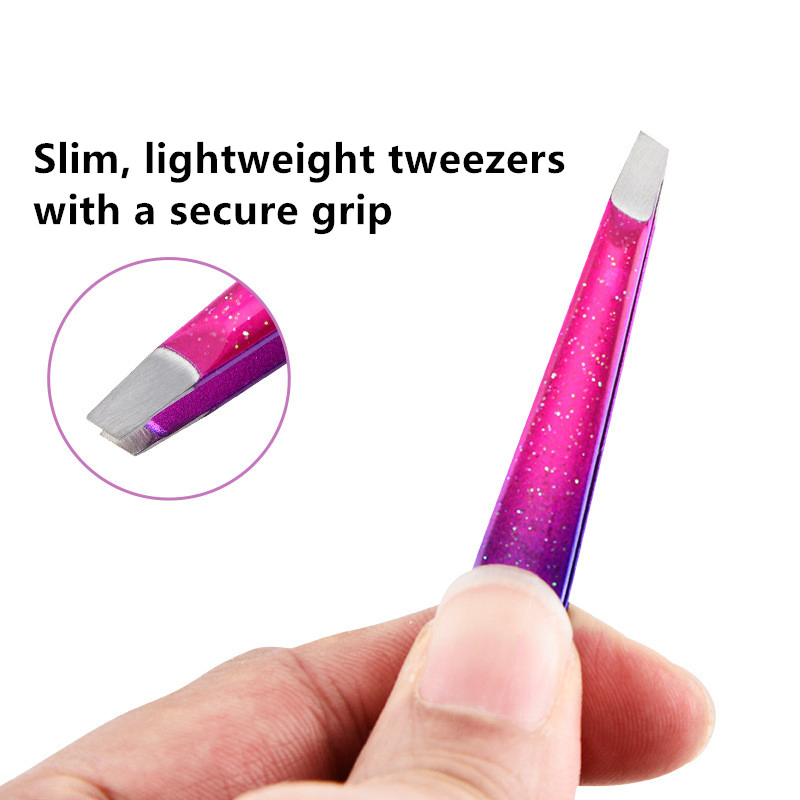 Gradient Color Ombre Glitter Grooming Stainless Steel Precision Makeup Brow Eyebrow Tweezers