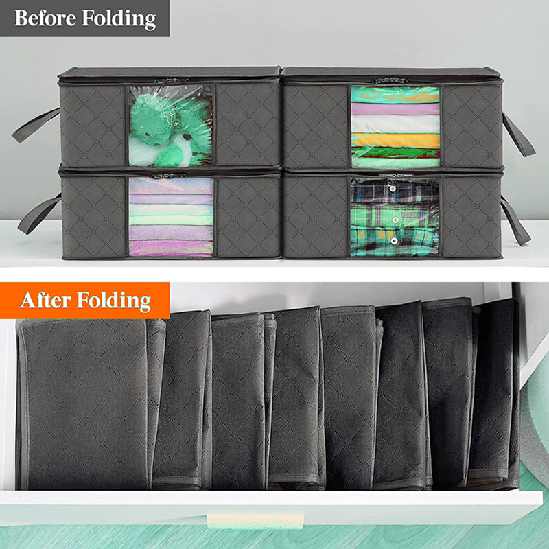 60L Clothing Storage Bag Large Capacity Storage Box Transparent Window
