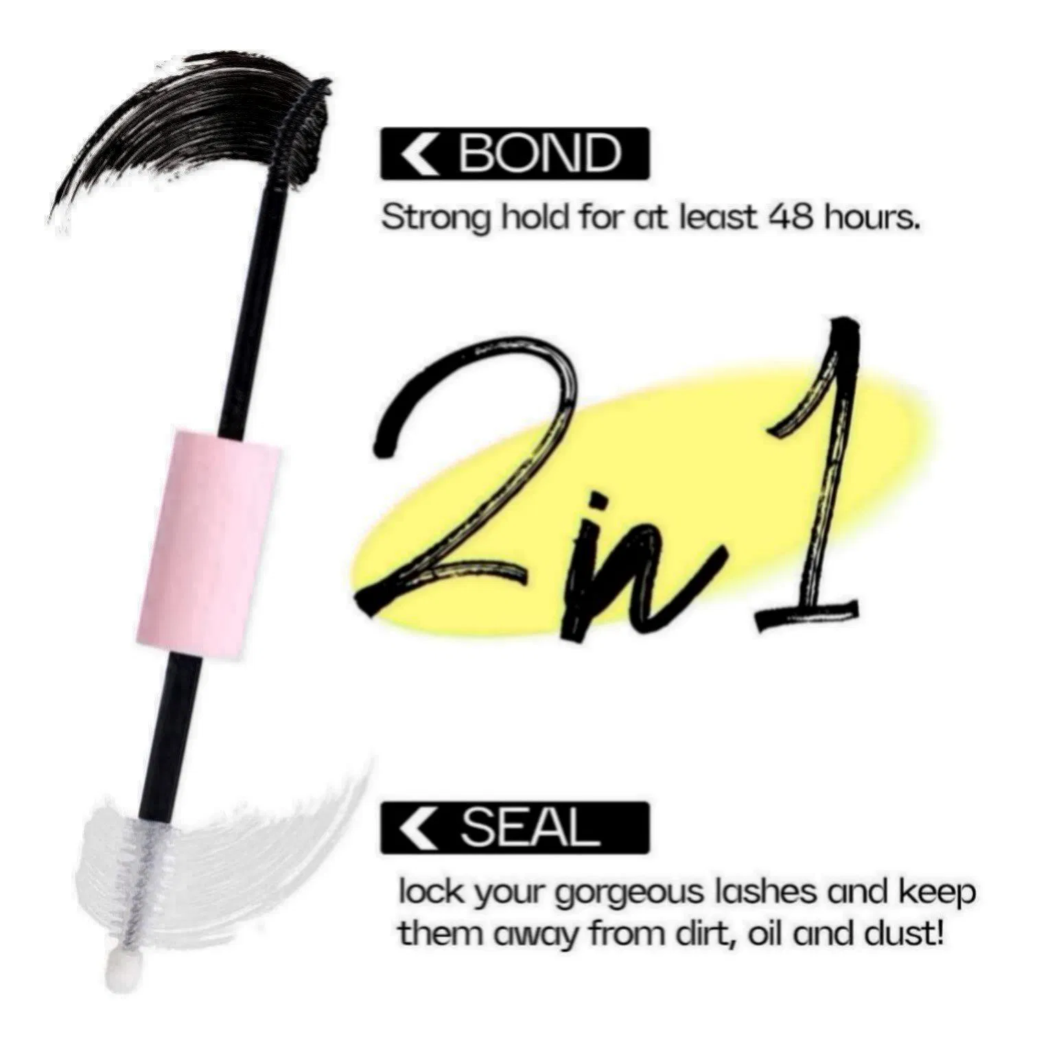 Fast-Drying Clear Eyelash Glue with 2-in-1 Sealant for Extensions