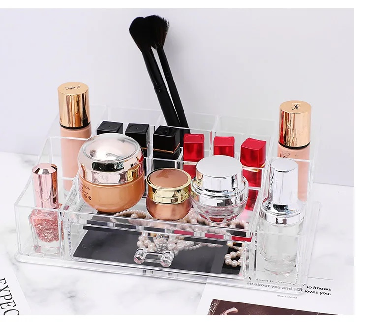 Plastic Promotional Gift Beauty Lipstick Organizer Box Storage with Drawer Jewelry