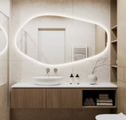 Stylish LED Wall Mirror for Detailed Makeup Application with Energy Star