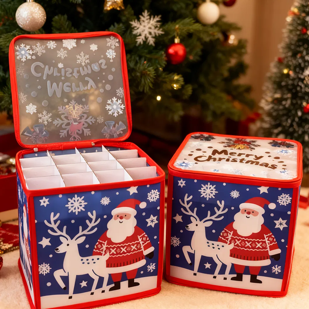 Santa Pattern Divided Christmas Ball Storage Box 1