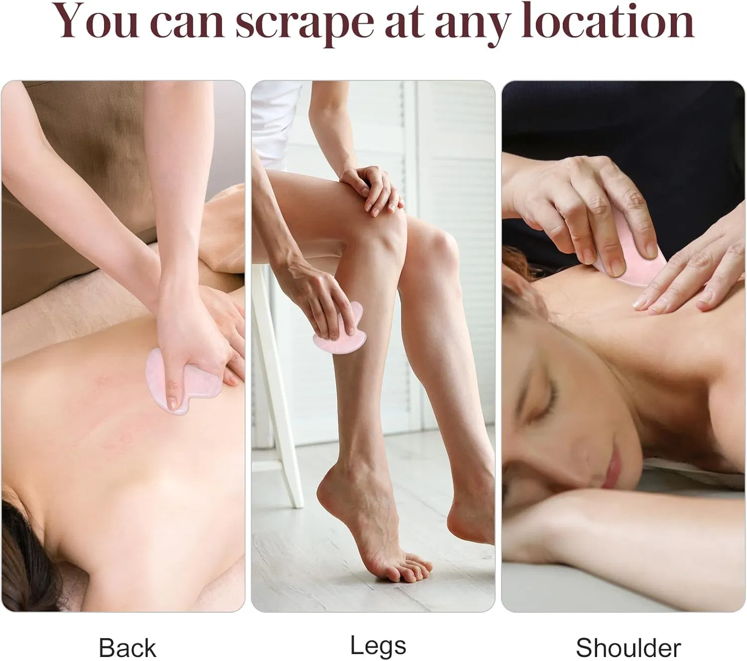 Gua Sha Facial Tools, Rose Quartz Guasha Tool for Face &amp; Eye, Puffiness Reducing &amp; Jawline Massage Relax Therapy