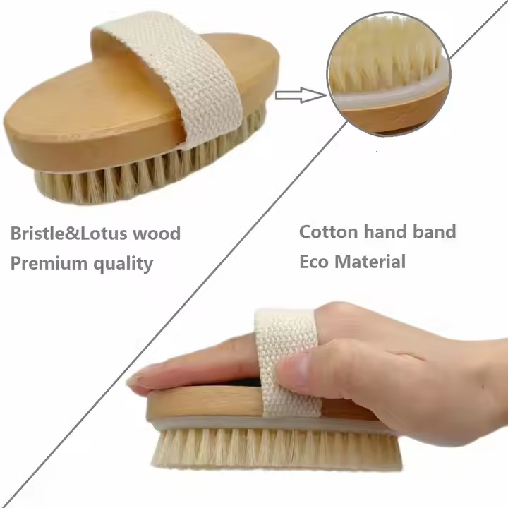 Custom Logo Wooden Body Brush Massage Exfoliation Clean Dry Skin Shower Bath Brush