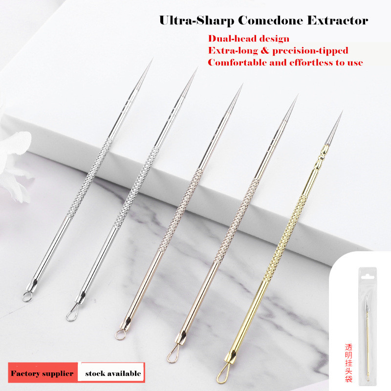 Ultra-Sharp Stainless Steel Pimple Popper Blackhead Removal Facial Tool Dual-Ended Comedone Extractor