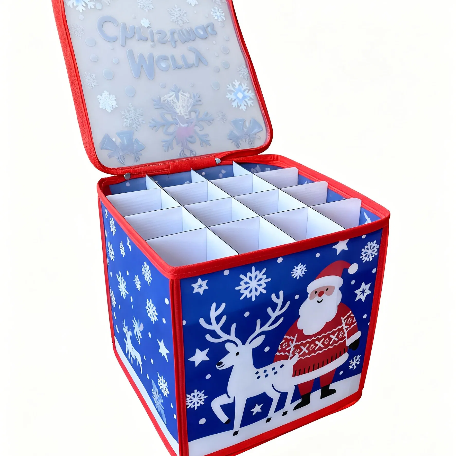 Santa Pattern Divided Christmas Ball Storage Box