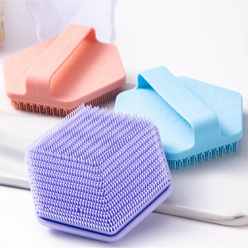 Single Color Hexagon Shape Multifunctional Shower Face Brushes Facial Exfoliation Massage Brush