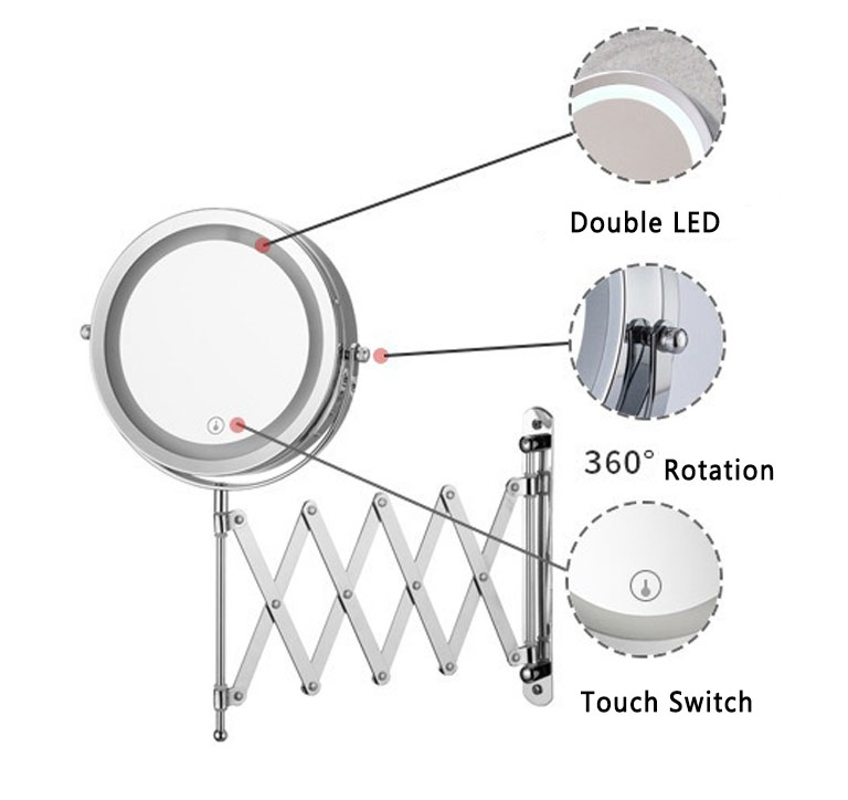 Flawless Styling Chrome LED Vanity Makeup Mirror for Professional Beauty Applications