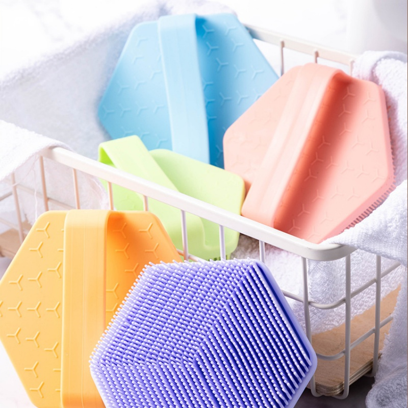 Single Color Hexagon Shape Multifunctional Shower Face Brushes Facial Exfoliation Massage Brush