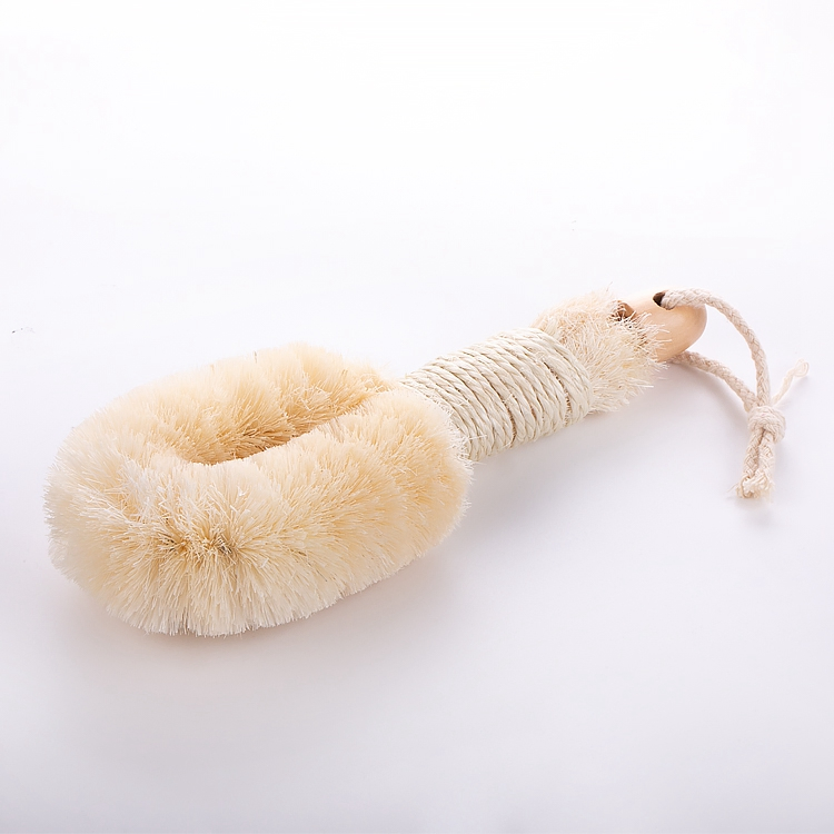 Hot Sale Amazon Customization Sisal Fiber Bath Brush Back Exfoliation Scrubber Massage Wooden Dry Skin Body Brush