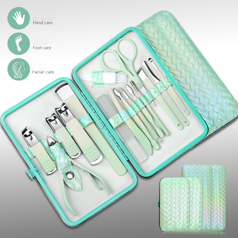 Customized Household 18 PCS Black Pink Stainless Steel Pedicure Kits Personal Care Grooming Cuticle Manicure Nail Clipper Set