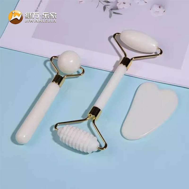 Jiwan Lejia New Beauty Skin Care Product Rose Quartz Jade Roller Pink Body Massage Tools Gua Sha Tool