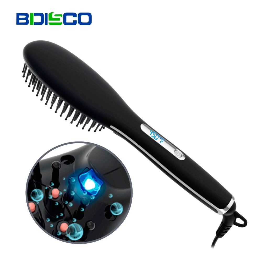 Ionic Hair Straightener Brush Ceramic Fast Heating Hair Straightening Brush Hair Styling Iron Tools