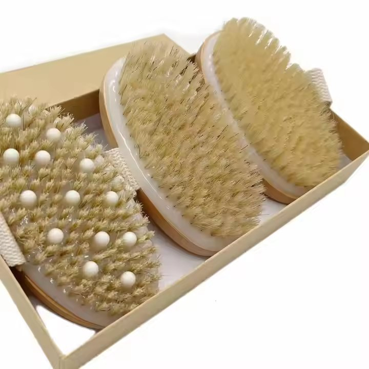 Custom Logo Wooden Body Brush Massage Exfoliation Clean Dry Skin Shower Bath Brush