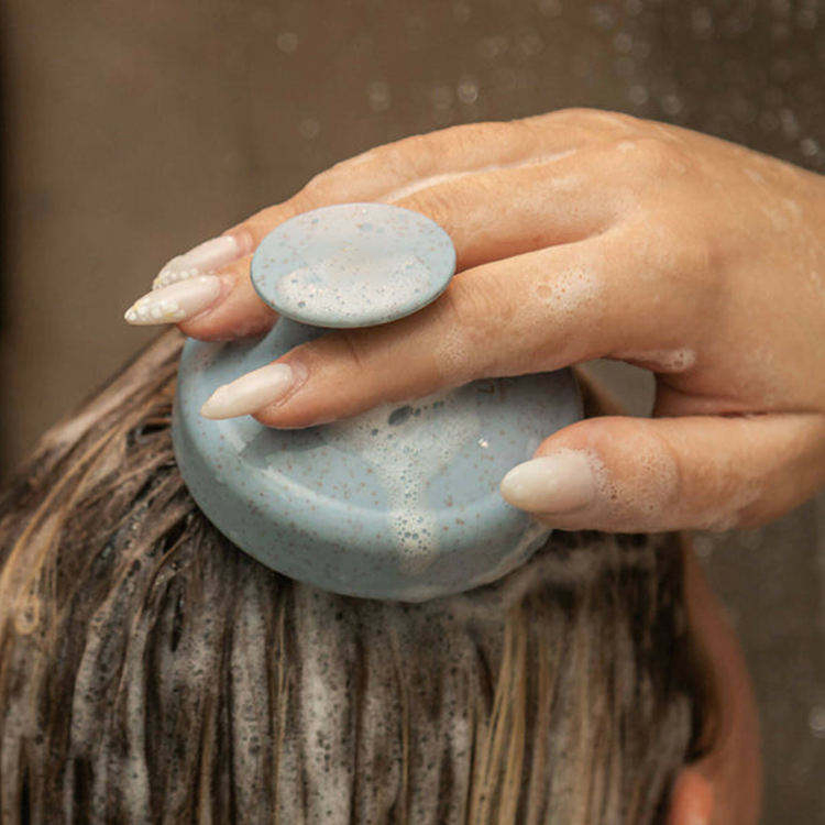 Custom Biodegradable Hairbrush Rubber Shampoo Brush Massager with Soft Silicone Head Wheat Straw Body Care Scalp Brush