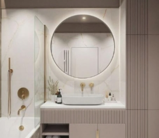 Stylish LED Wall Mirror for Detailed Makeup Application with Energy Star