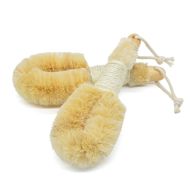 High Quality Natural Sisal Dry Skin Brush for Cellulite Exfoliating Body Scrubber Massage Wooden Dry Bath Skin Brush