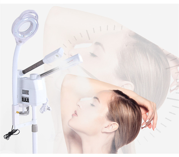 3 in 1 Nano Mist Spray Cold Hot Steamer with LED Magnifying Lamp for Skin Moisture