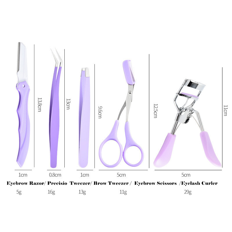 DIY Stainless Steel Eyebrow Grooming Shaping Complete Brow Tool 5-Piece Eyebrow Kit