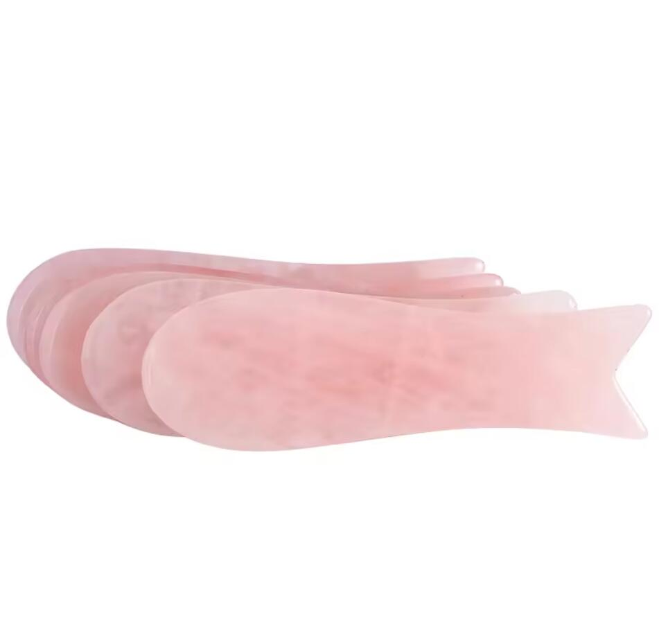Hot Selling Jade Gua Sha Tool Full Body Skincare Guasha Massage Products Natural Rose Quartz Gua Sha Fish Shape