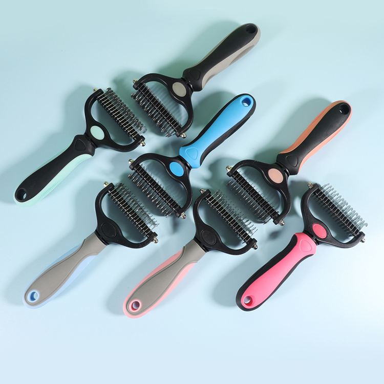 Cat Hair Removal Comb Double Sided Blades Fur Dematting Trimmer Deshedding Brush Dog Pet Grooming Tool