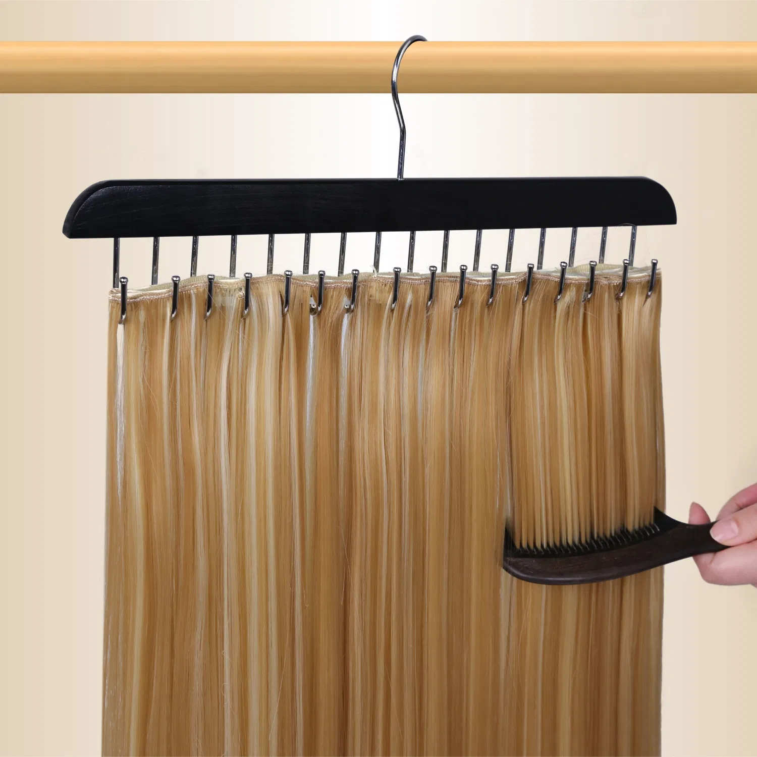 16 Hooks Hair Extensions Holder Braiding Hair Hanging Rack Professional Weft Styling Tool