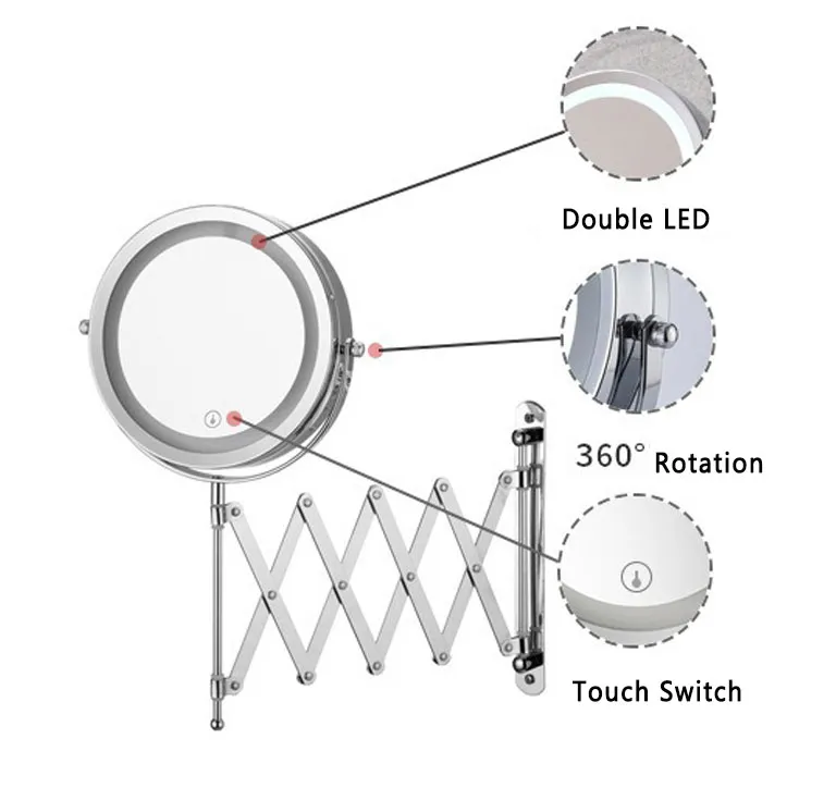 Chrome LED Vanity Makeup Mirror