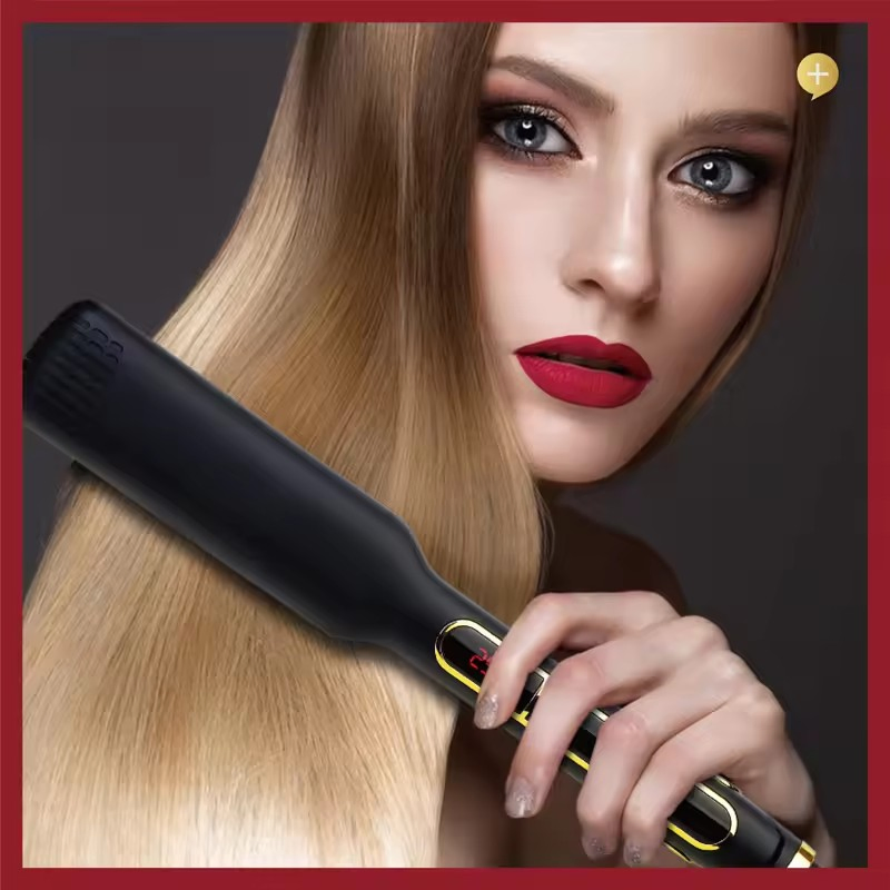 Titanium Hair Iron Straightens Frizzy Hair Curls Sleek Salon Hair Styling Tool