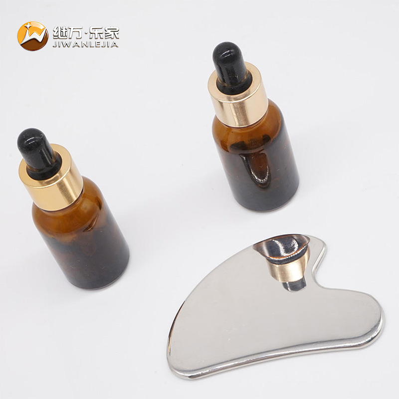 Jiwan Lejia Stainless Steel Metal Guasha High Quality Silver Face Gua Sha Board Facial Skin Massage Tool
