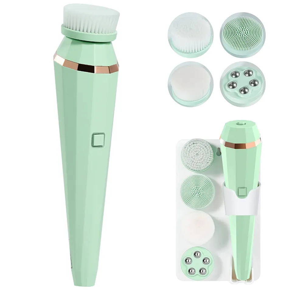 Waterproof Electric Facial Exfoliating Kit 4 Face Brush Heads Sonic Face Cleansing Tool