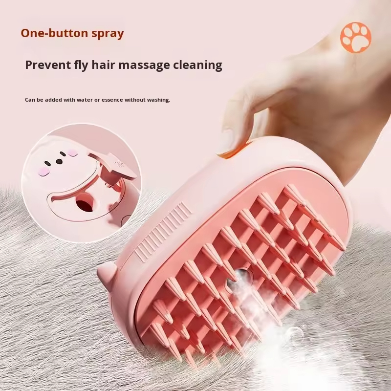 Electric TPR Cat Dog Self-Cleaning Grooming Steamy Hair Removal Tool