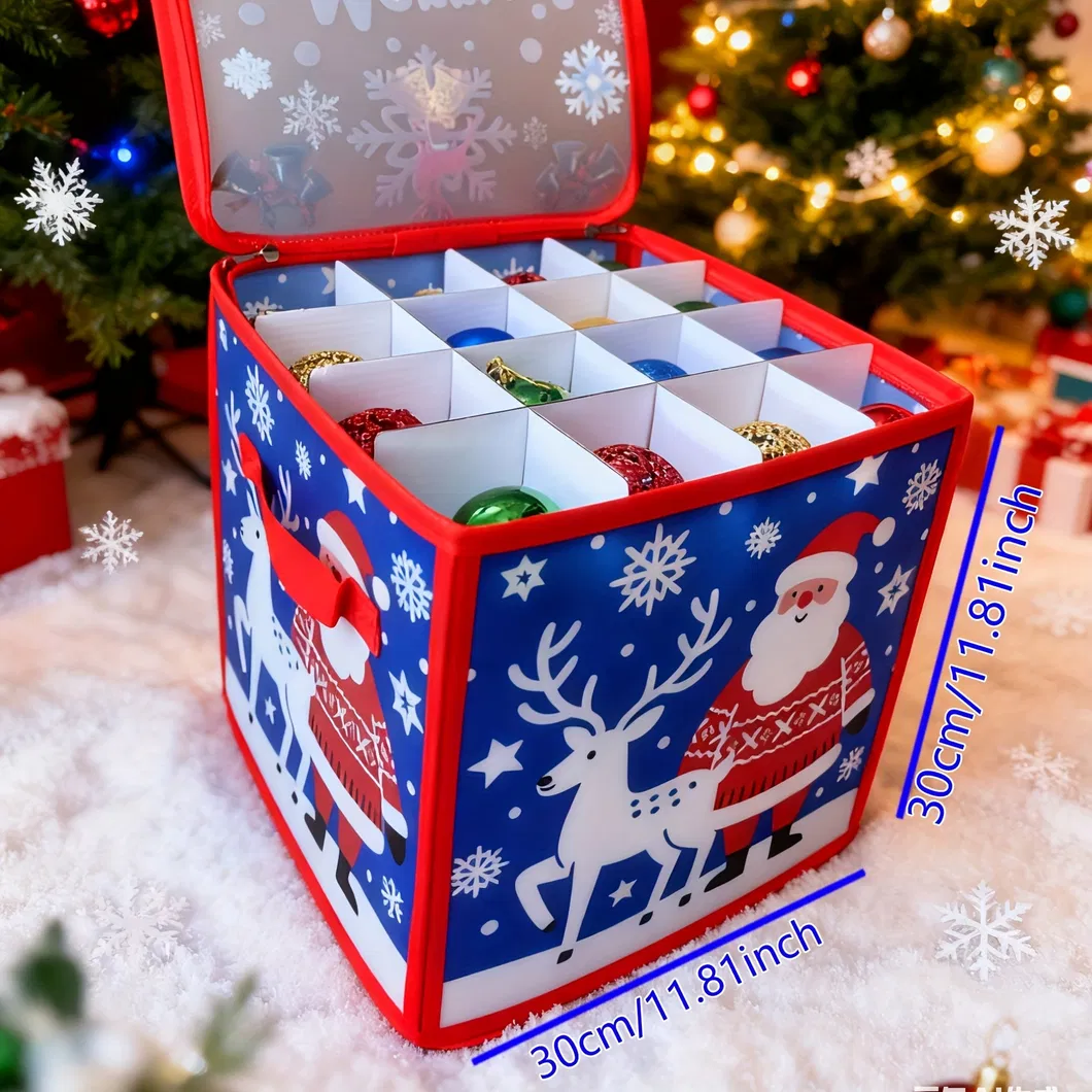 Santa Pattern Divided Christmas Ball Storage Box 4
