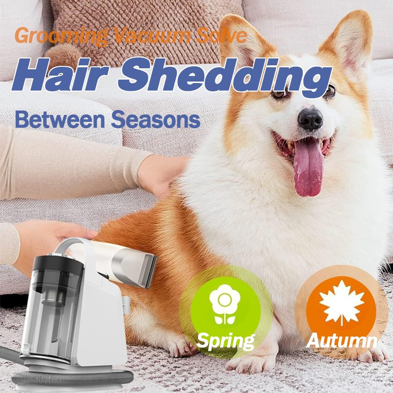 Quiet Electric Pet Vacuum Grooming Tool with Clipper Nail Trimmer Grinder Brush