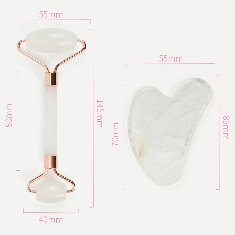 Custom Jade Face Massage Roller and Gua Sha Set Wholesale Facial Guasha Roller Skincare Tool Supplier