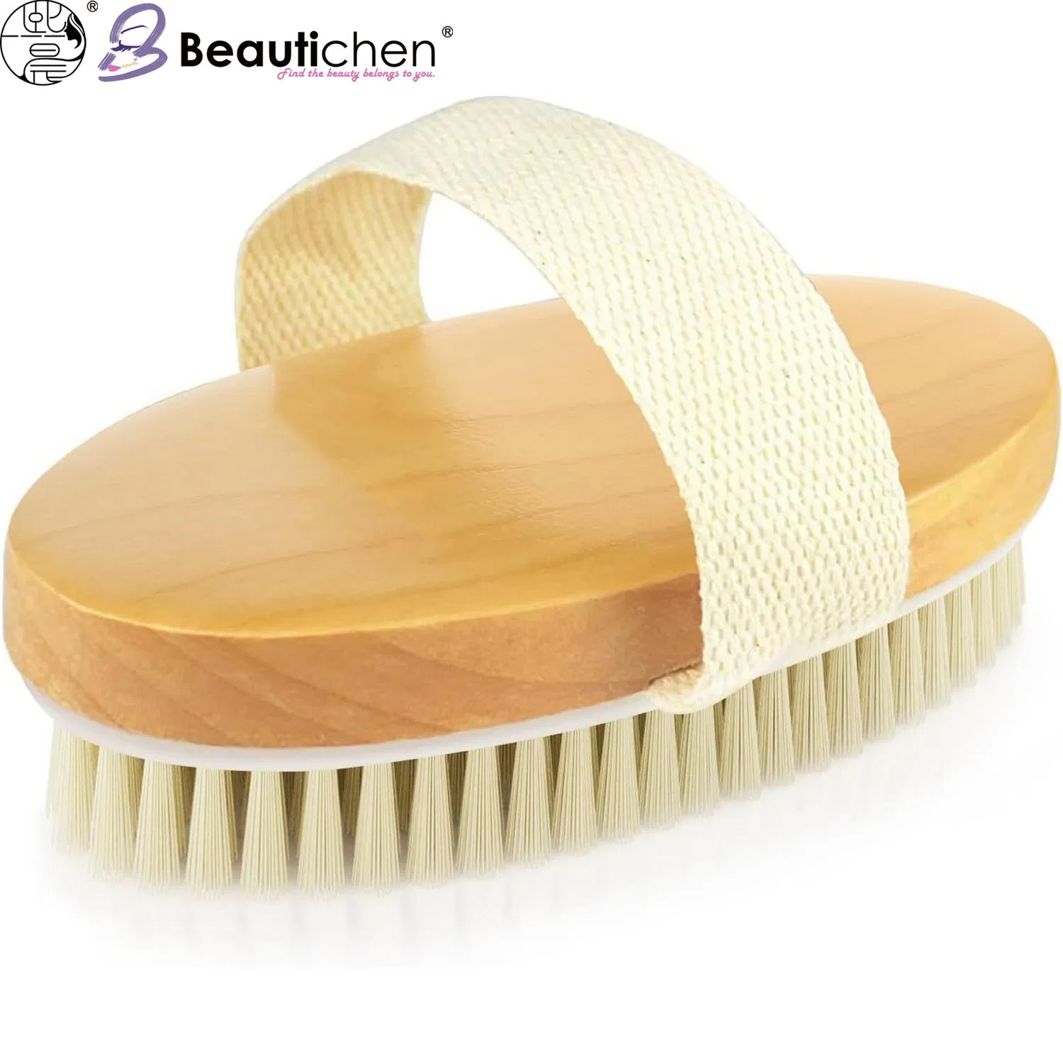 Beautichen Wooden Bath Brush – Natural Bristle Body Scrubber for Exfoliation, Massage, and Skin Care