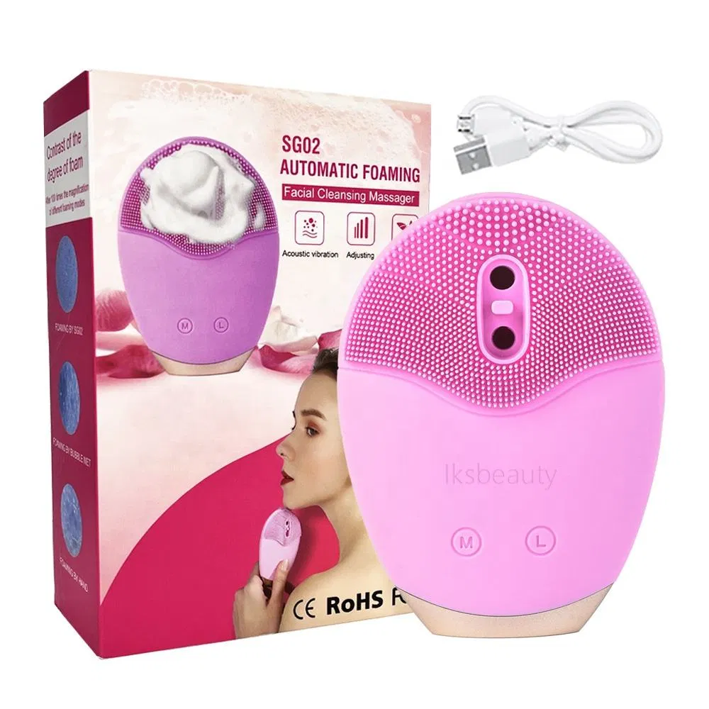 3 in 1 Mini Ultrasonic Electronic Waterproof Sonic Silicone Facial Cleansing Brush Auto Foam Beauty Tools
