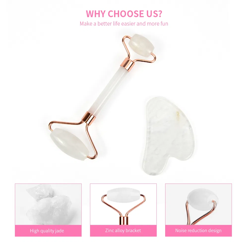 Custom Jade Face Massage Roller and Gua Sha Set Wholesale Facial Guasha Roller Skincare Tool Supplier