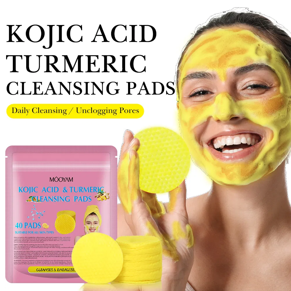 Facial Cleansing Exfoliation Whitening Cleansing Cotton 40 Tablets Turmeric Kojic Pads