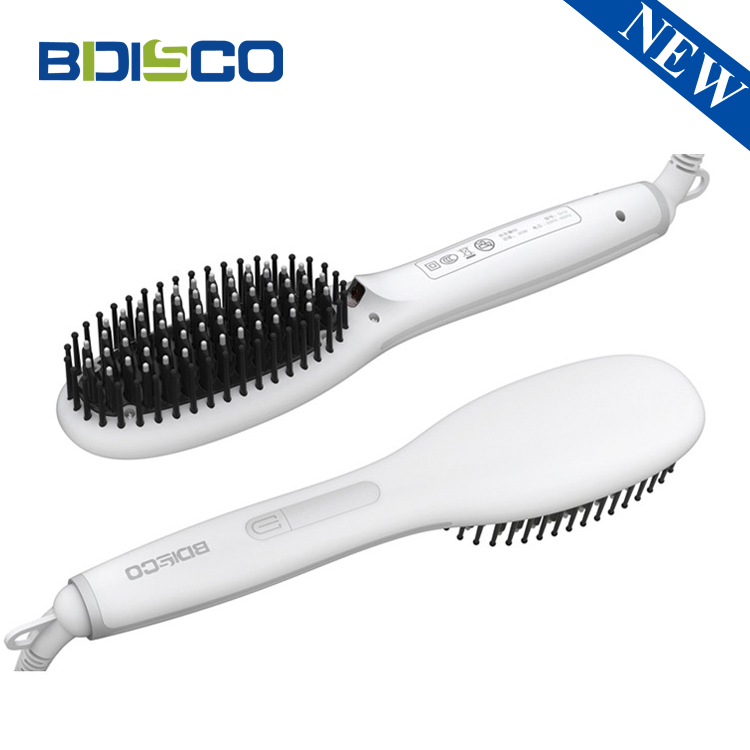 Ionic Hair Straightener Brush Ceramic Fast Heating Hair Straightening Brush Hair Styling Iron Tools