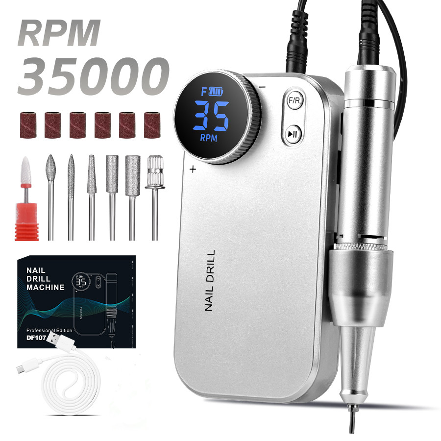 Doufu 35000rpm PRO-Grade Electric Nail Drill Machine Ultra-Powerful Rechargeable Beauty Tool for Salon-Quality Manicures