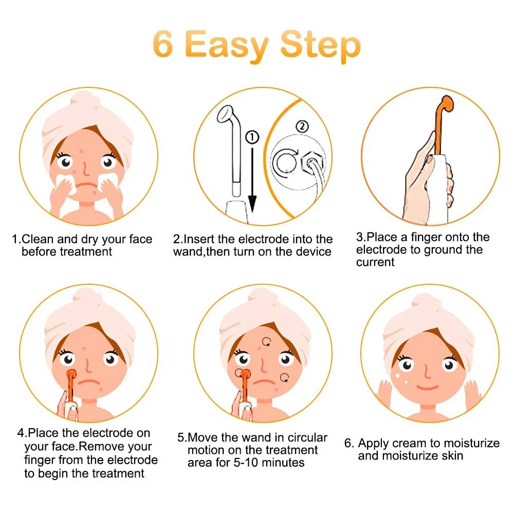 Hot Sell Therapy Wand Machine Portable High Frequency Facial Machine Handheld Electric Face Skin Beauty Tools