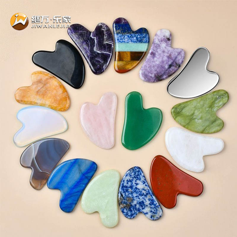 Jiwan Lejia Natural Jade Ceramic Gua Sha Stone Massage Tool Facial Massager Skincare Jade Guasha Tool for Beauty