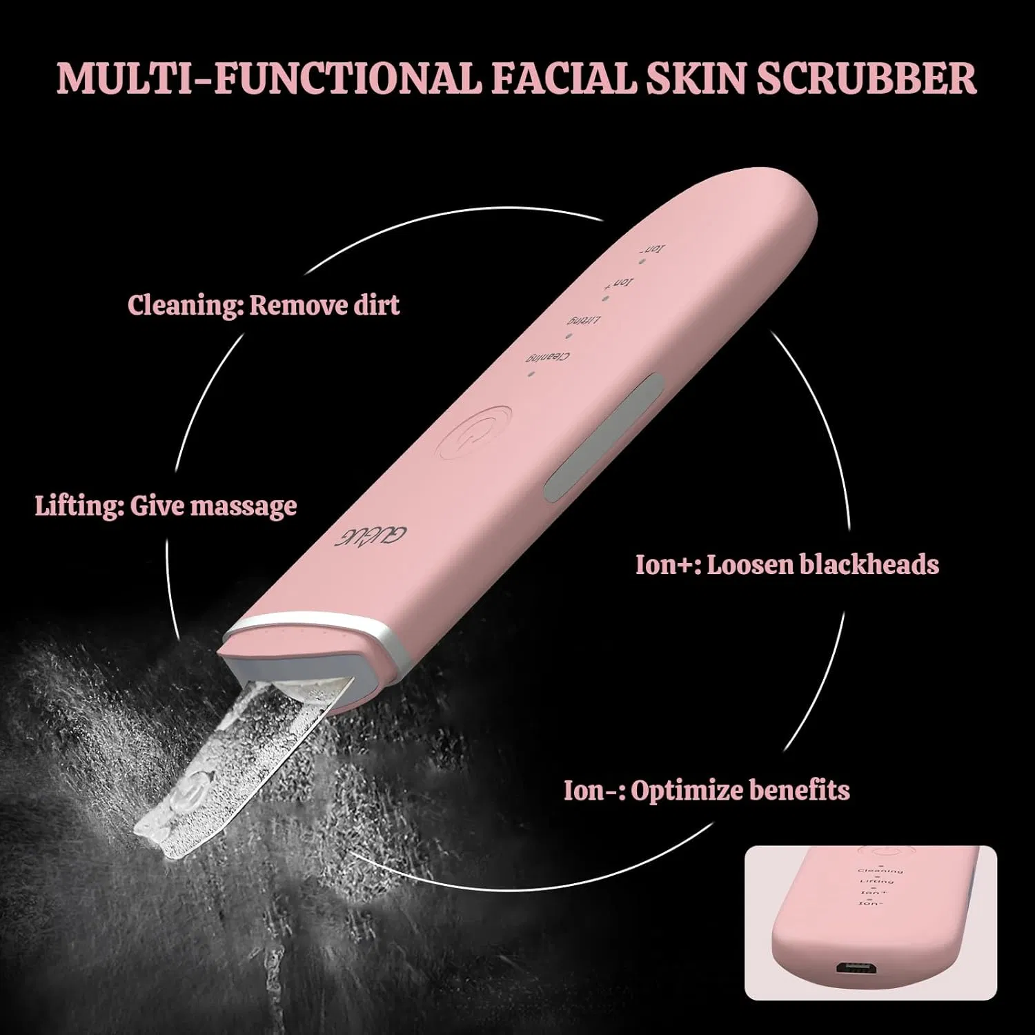 Beauty Product Facial Cleanser Electric Ultrasonic Peeling Ion Skin Scrubber Spatula Device