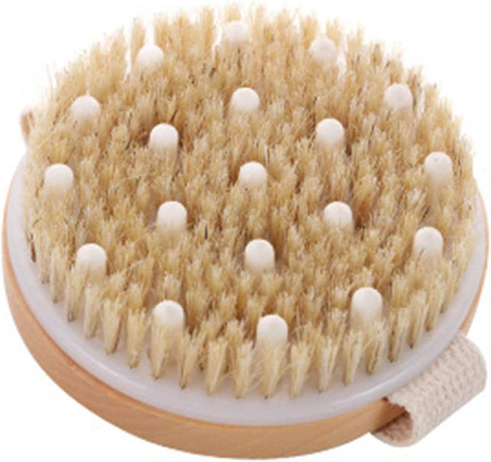 Solid Wood Frame Natural Hair Brush / Full Body SPA Treatment / Exfoliation and Softening / Skin Circulation Body Bath Brush