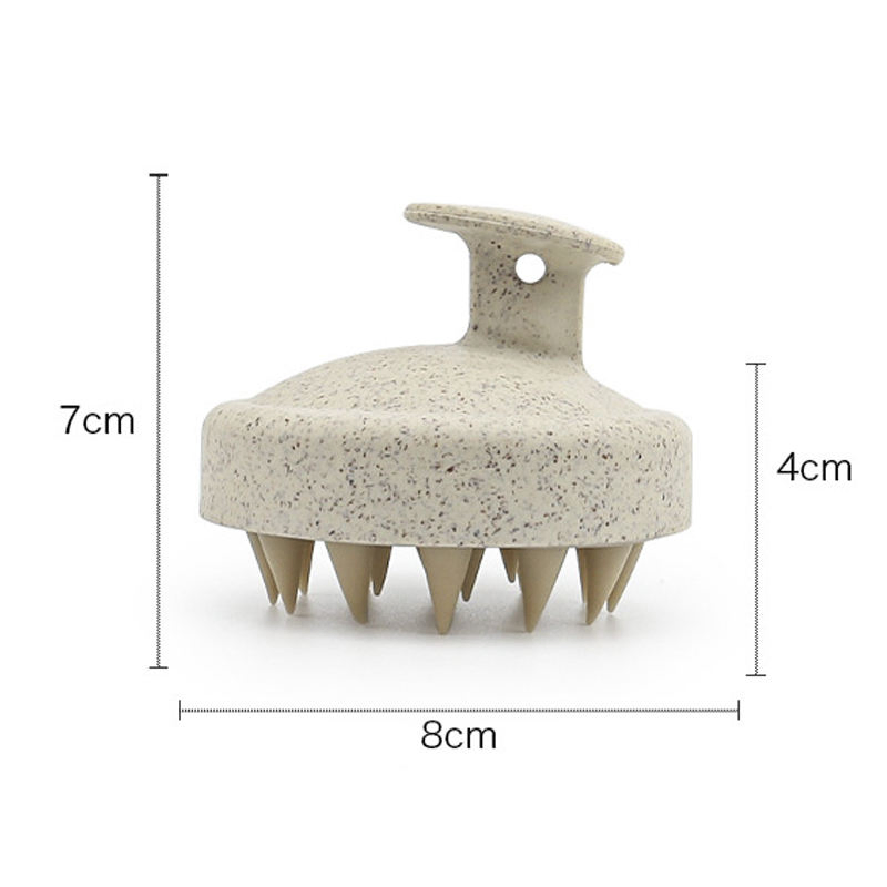 Custom Biodegradable Hairbrush Rubber Shampoo Brush Massager with Soft Silicone Head Wheat Straw Body Care Scalp Brush