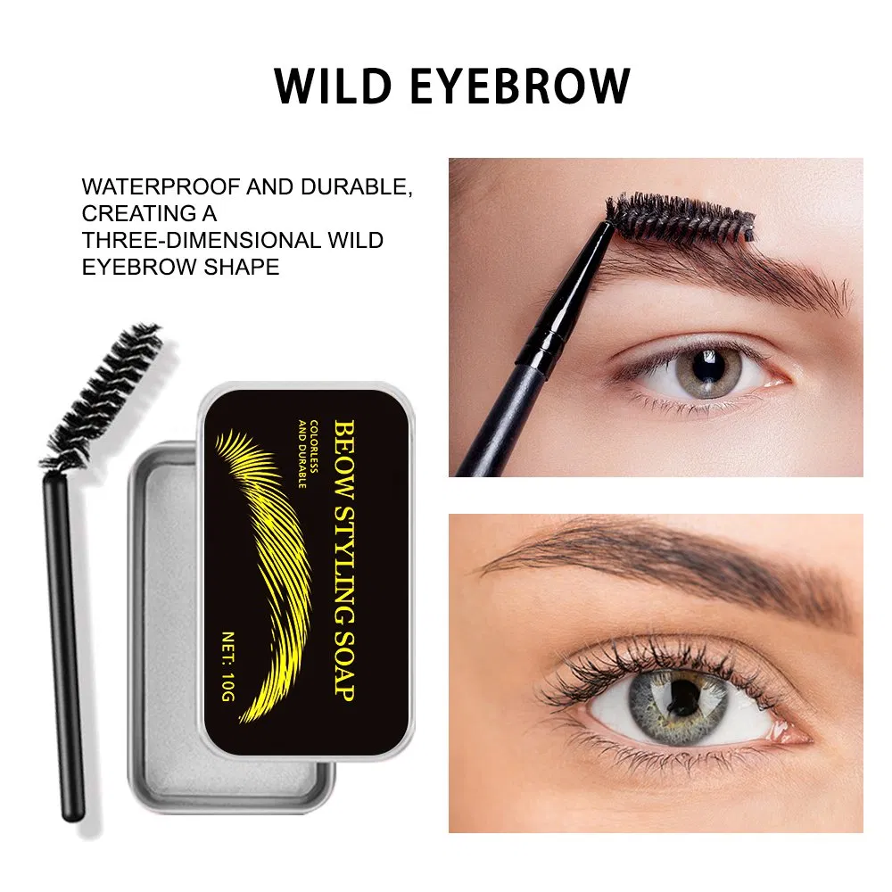 Natural Eyebrow Styling Wax Waterproof Long Lasting Eyebrow Shape Soap Eyebrow Styling Soap with Brush
