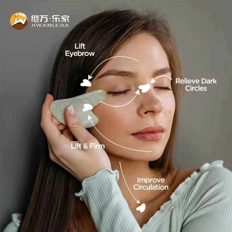 Jiwan Lejia Natural Jade Ceramic Gua Sha Stone Massage Tool Facial Massager Skincare Jade Guasha Tool for Beauty