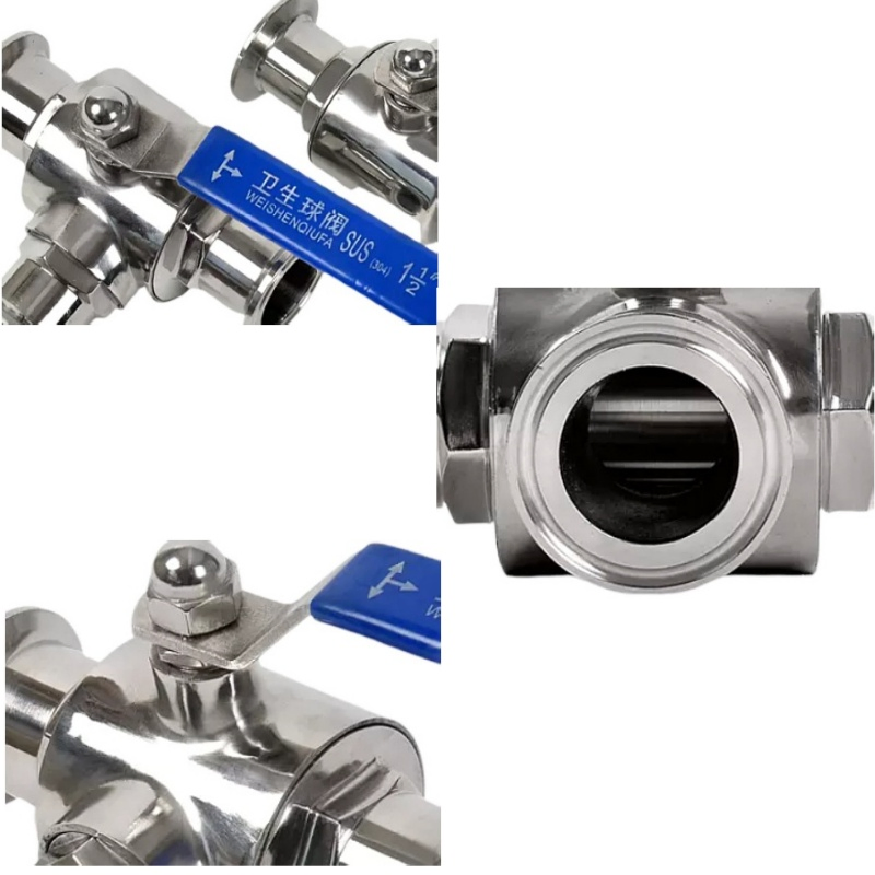 SS304/SS316 Sanitary Stainless Steel Three-Way Quick-Install Clamp Ball Valve with Manual Operate