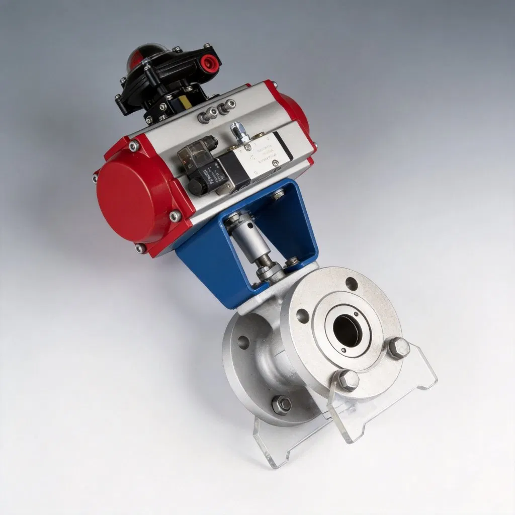 304 Stainless Steel Flow Regulation Shut-off Integrated Pneumatic V-Type Segment Flange Ball Valve
