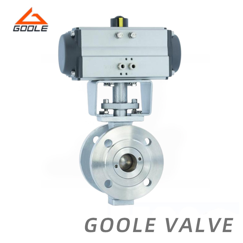 Pneumatic Operated Forged Steel Flanged Bonnet V Port Segment Ball Valve